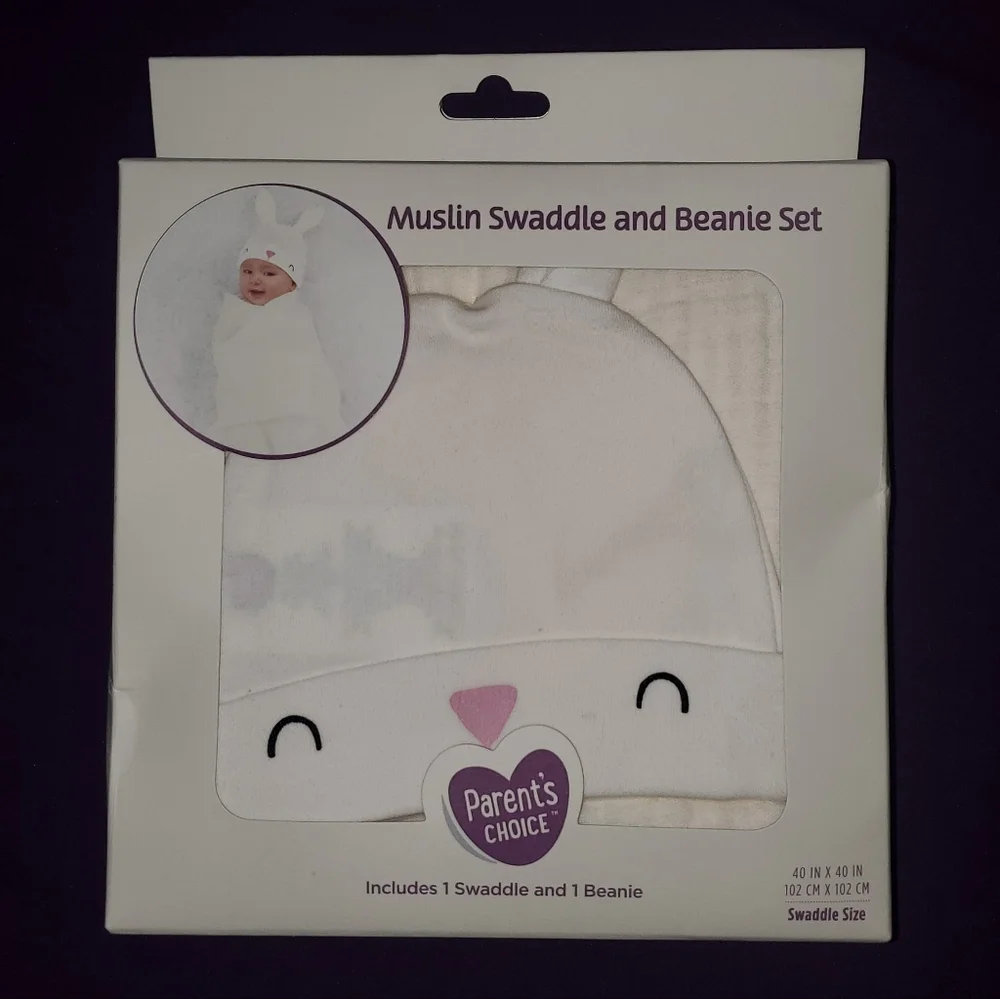 5 for $25 | NIB Parent's Choice Muslin Swaddle and Beanie Set